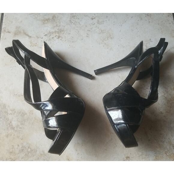 Guess Women's Sandals Black Platform Heels Stiletto Bow Shoes Size 7M - Picture 5 of 12